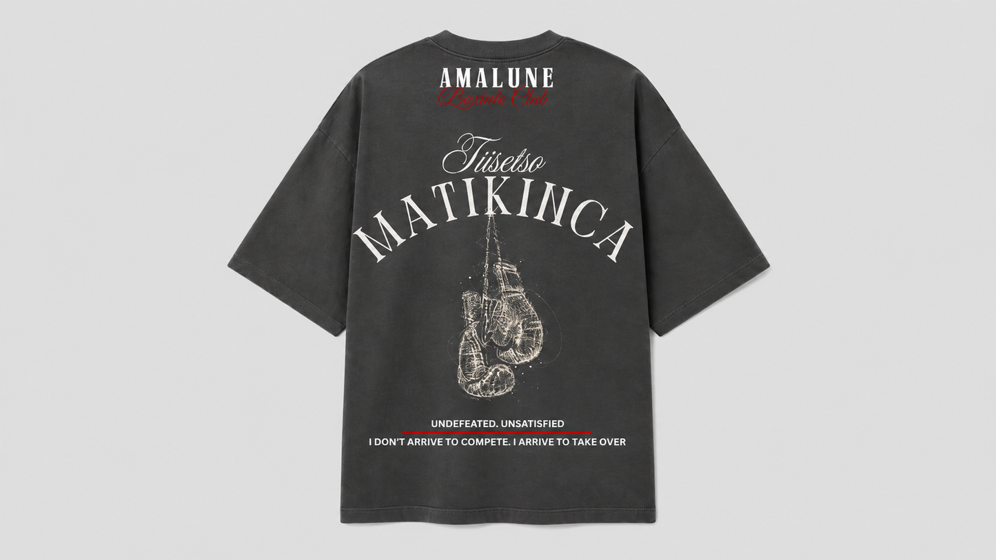 Matikinca x Amalune Ringside Club “Undefeated. Unsatisfied.” Oversized  T-Shirt.