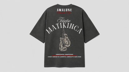 Matikinca x Amalune Ringside Club “Undefeated. Unsatisfied.” Oversized  T-Shirt.